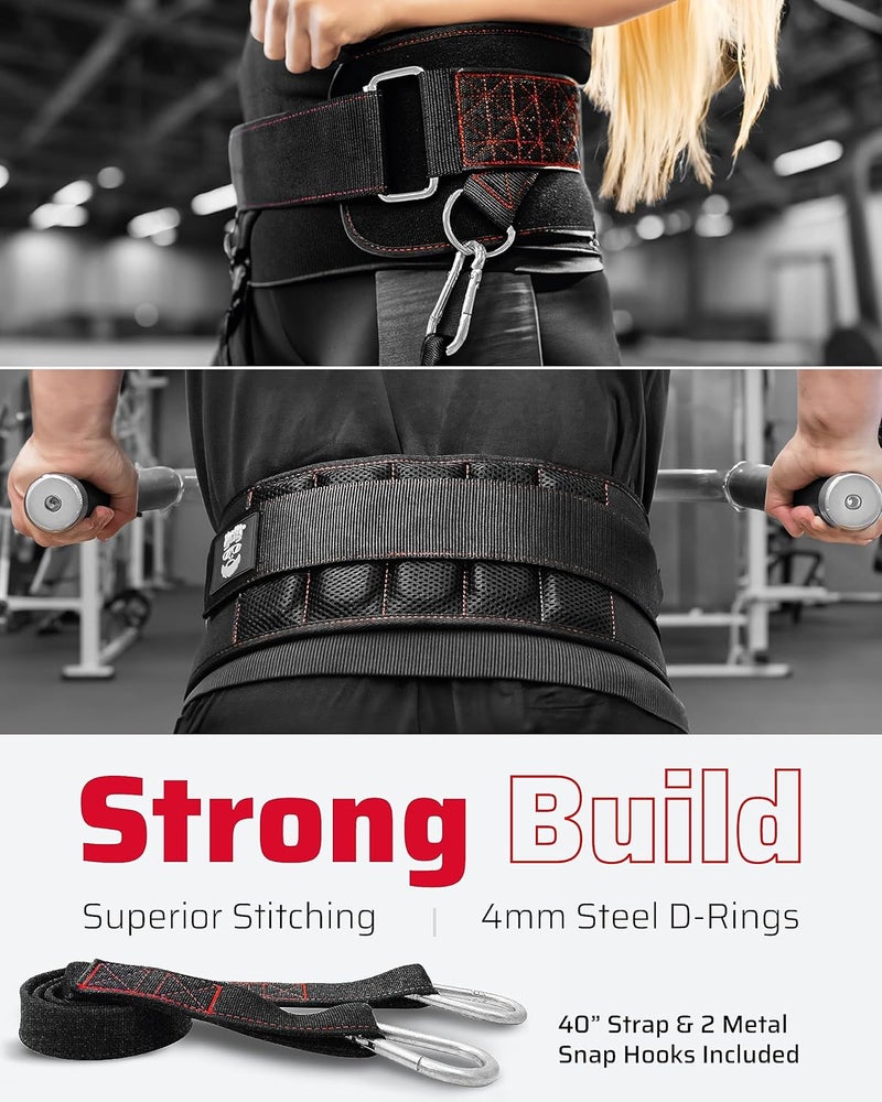 THEFITGUY Ultimate Dip Belt | Secure Closure - No Sliding Down | Structured Back Support | 45-Angle Rings - Comfort Dip Position | 40” Strap & 2 Snap Hooks - for Dips, Pull Ups, Squats, Weight Lifting - Image 5